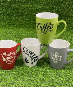 JARRA CERÁMICA DE COLOR LISA CON LETRA COFFEE 1UND