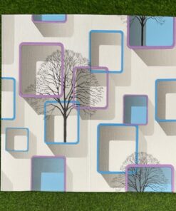 PAPEL TAPIZ DE CUADRADOS Y ÁRBOL 70X70CM 1UND