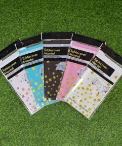 MANTEL ALUMINIO PARA FIESTA DE COLOR LISO CON ESTRELLA 137*183CM 1UND