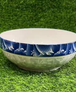 TAZA CERÁMICA GRANDE CON BORDE AZUL 8" 1UND