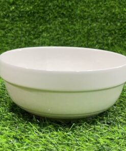TAZA CERÁMICA DE BLANCA CON BORDE DE DISEÑO 7" 1UND