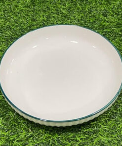 PLATO CERÁMICA HONDO BLANCA CON BORDE VERDE 7" 1UND