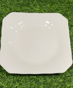 PLATO CERÁMICA CUADRADO COLOR BLANCO CON DISEÑOS 8" 1UND