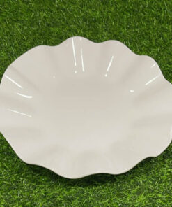 PLATO CERÁMICA COLOR BLANCO DE HOJA LOTO 12" 1UND