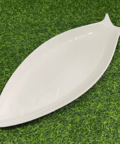 PLATO CERÁMICA COLOR BLANCO DE PEZ 16" 1UND