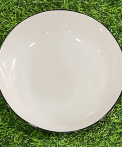 PLATO CERÁMICA COLOR BLANCO CON BORDE NEGRO 7" 1UND