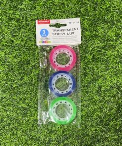 CINTA ADHESIVA TRANSPARENTE CON COLORES 1UND (3PCS)