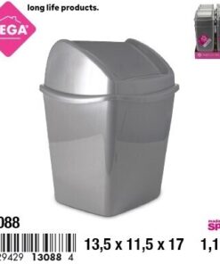 BASURERO CUADRADA CON TAPA 1.1L 1UND