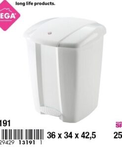 BASURERO CON PEDAL COLOR BLANCO 25L 1UND
