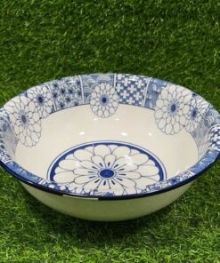 TAZA CERÁMICA DE FLOR AZUL 10" 1UND