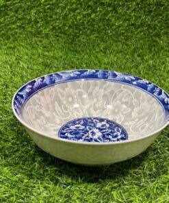 TAZA CERÁMICA DE FLOR Y BORDE AZUL 7" 1UND