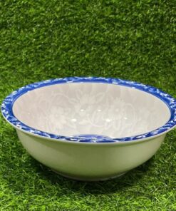 TAZA CERÁMICA DE FLOR Y BORDE AZUL 9" 1UND