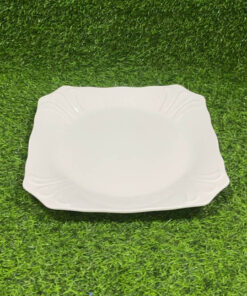 PLATO CERÁMICA CUADRADO COLOR BLANCO CON DISEÑOS 12" 1UND