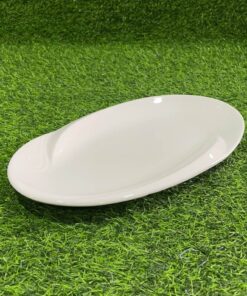 PLATO CERÁMICA ÓVALO COLOR BLANCO CON DISEÑOS 14" 1UND
