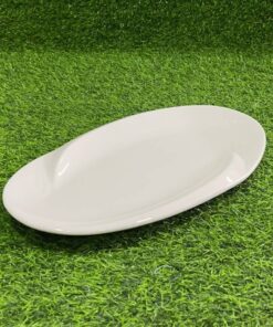 PLATO CERÁMICA ÓVALO COLOR BLANCO CON DISEÑOS 16" 1UND