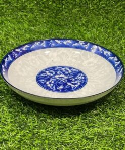 PLATO CERÁMICA DE FLOR Y BORDE AZUL 7" 1UND