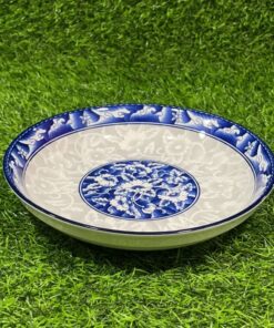 PLATO CERÁMICA DE FLOR Y BORDE AZUL 8" 1UND
