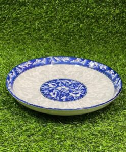 PLATO CERÁMICA DE FLOR Y BORDE AZUL 9" 1UND