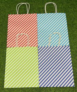 BOLSA DE REGALO DE COLOR LISO CON RAYADO 27*22*11CM 1UND