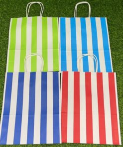 BOLSA DE REGALO DE COLOR LISO CON RAYADO 32*26*12CM 1UND