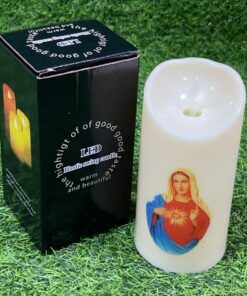CANDELA LED CON DISEÑO DE JESÚS Y SANTA MARÍA 8X15.5CM 1UND