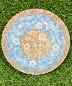 PLATO CERÁMICA DE FLORES COLOR AMARILLO Y CELESTE 7" 1UND