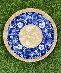 PLATO CERÁMICA DE FLORES COLOR AMARILLO Y AZUL 8" 1UND
