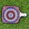 PLATO CERÁMICA CUADRADO CON AGARRADERA CON DISEÑOS COLOR ANARANJADO Y AZUL 9" 1UND