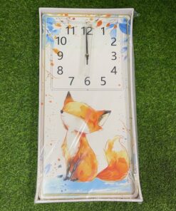 RELOJ DE PARED RECTÁNGULO CON DISEÑO ZORRO 30X60CM 1UND