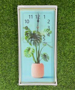 RELOJ DE PARED RECTÁNGULO CON DISEÑO FLORERO 20X40CM 1UND