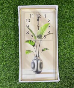 RELOJ DE PARED RECTÁNGULO CON DISEÑO FLORERO 20X40CM 1UND