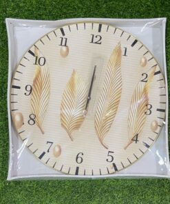 RELOJ DE PARED REDONDO CON DISEÑO PLUMA 45X45CM 1UND