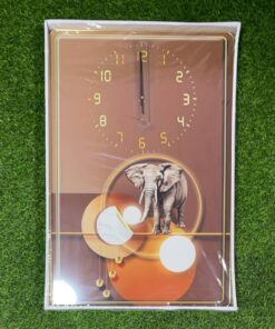 RELOJ DE PARED RECTÁNGULO CON DISEÑO ELEFANTE 40X60CM 1UND