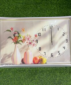 RELOJ DE PARED RECTÁNGULO CON DISEÑO FLORERO 40X60CM 1UND