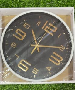 RELOJ DE PARED REDONDO COLOR NEGRO CON BORDE BLANCO K30 1UND