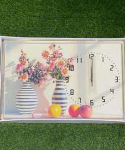 RELOJ DE PARED RECTÁNGULO CON DISEÑO FLORERO 40X60CM 1UND