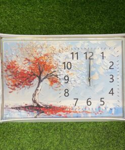 RELOJ DE PARED RECTÁNGULO CON DISEÑO ÁRBOL 40X60CM 1UND