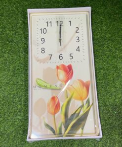 RELOJ DE PARED RECTÁNGULO CON DISEÑO TULIPÁN 30X60CM 1UND