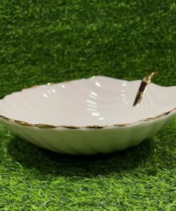 PLATO CERÁMICA DE HOJA CON BORDE DORADO 10" 1UND