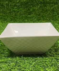 PLATO CERÁMICA HONDO CUADRADO COLOR BLANCO CON DISEÑO CUADRADA 6" 1UND