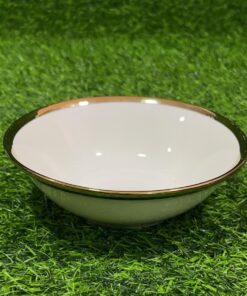 TAZA CERÁMICA DE COLOR BLANCO CON BORDE DORADO 6" 1UND
