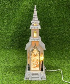 ADORNO NAVIDEÑO DE IGLESIA BLANCA CON MÚSICA 1UND