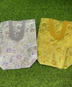 BOLSA REUTILIZABLE DE HOJA COLOR DORADO / PLATEADO 25*30*10 1UND