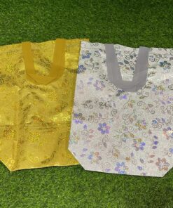 BOLSA REUTILIZABLE DE HOJA COLOR DORADO / PLATEADO 30*37*10 1UND