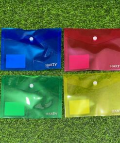 SOBRE TRANSPARENTE CON COLOR LISO CON BOTON 13.5*19 1UND