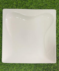 PLATO CERÁMICA DE COLOR BLANCO CUADRADO CON DISEÑOS MARIPOSA 10" 1UND