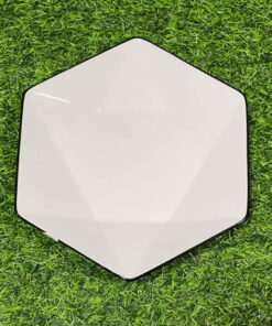 PLATO CERÁMICA HEXAGONAL DE COLOR BLANCO CON BORDE NEGRO 8" 1UND