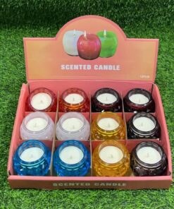 CANDELA EN VASO DE COLOR LISO 6*7CM 1UND