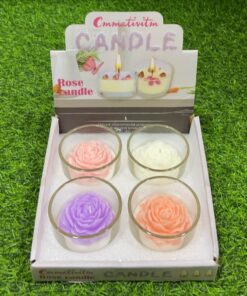 CANDELA EN VASO DE ROSA 7.5*5CM 1UND