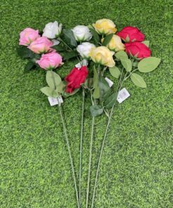 RAMO DE FLOR ARTIFICIAL DE 3 ROSA 1UND